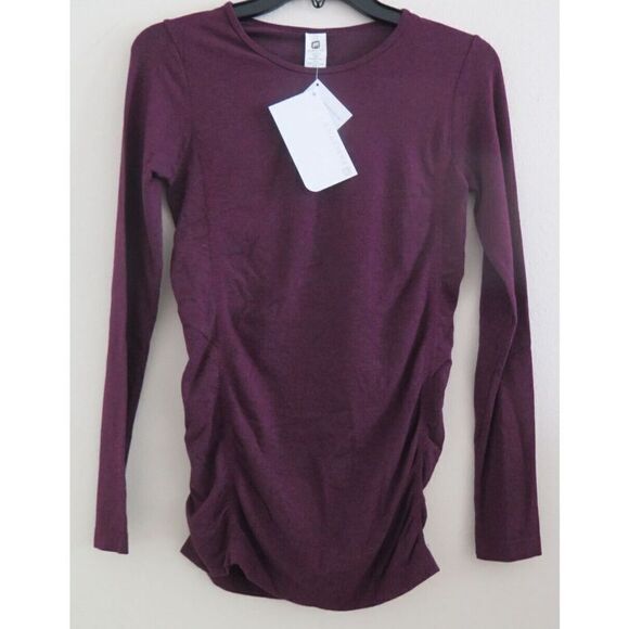 Fabletics Women's Sz XS (2-4) Purple Seamless Ruched Kathie Long Sleeve Top $50 - Picture 1 of 5
